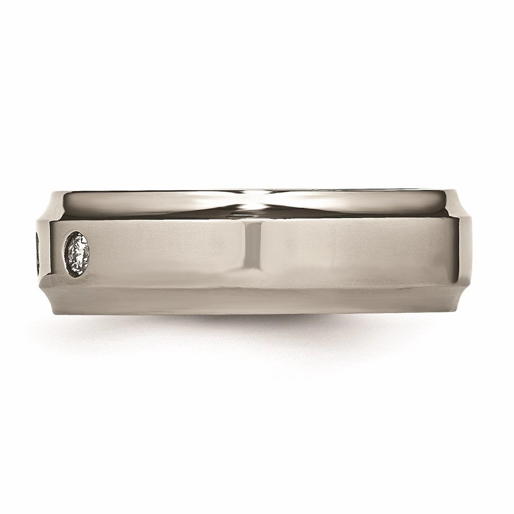 Titanium Polished 1/5ct. tw. Diamond Ridged Edge Band | TB433A