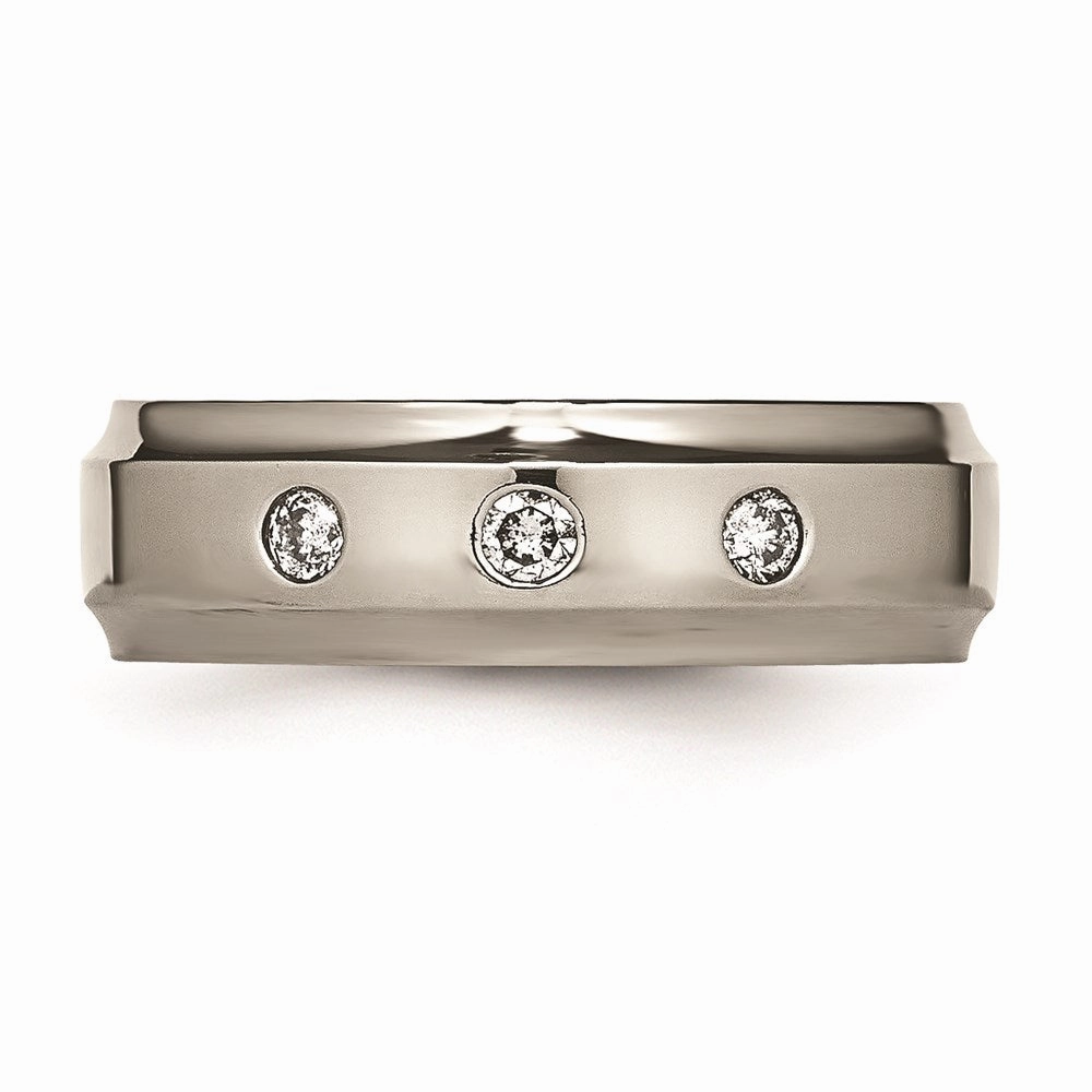 Titanium Polished 1/5ct. tw. Diamond Ridged Edge Band | TB433A
