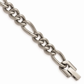Titanium Polished 7mm 8.5in Figaro Chain