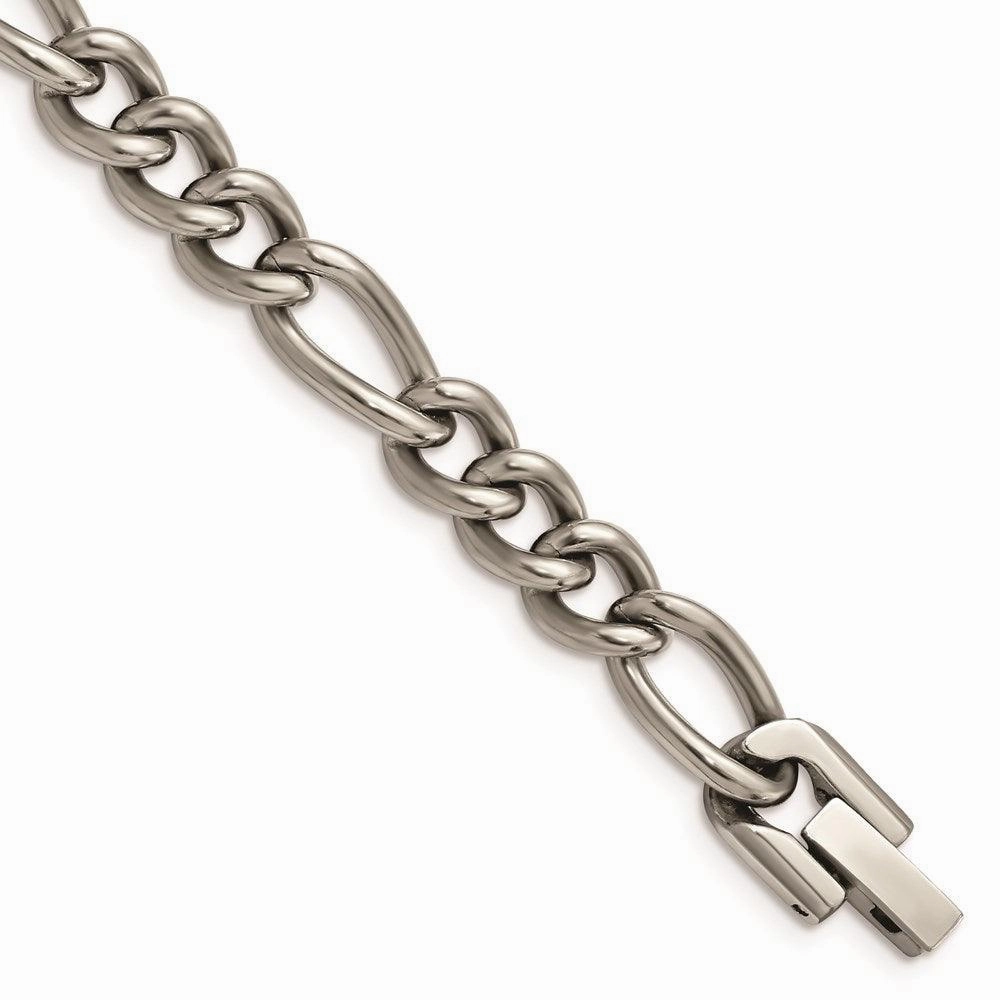 Titanium Polished 7mm 8.5in Figaro Chain
