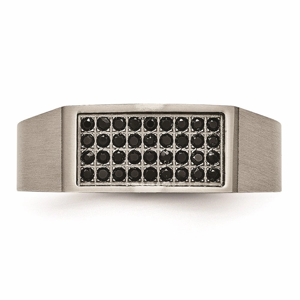 Titanium Polished and Brushed Black CZ Ring | TB429