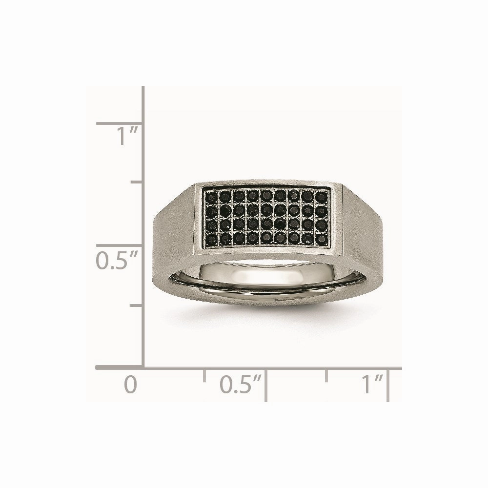 Titanium Polished and Brushed Black CZ Ring | TB429