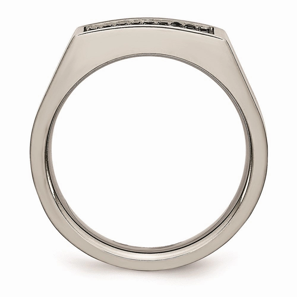Titanium Polished and Brushed Black CZ Ring | TB429