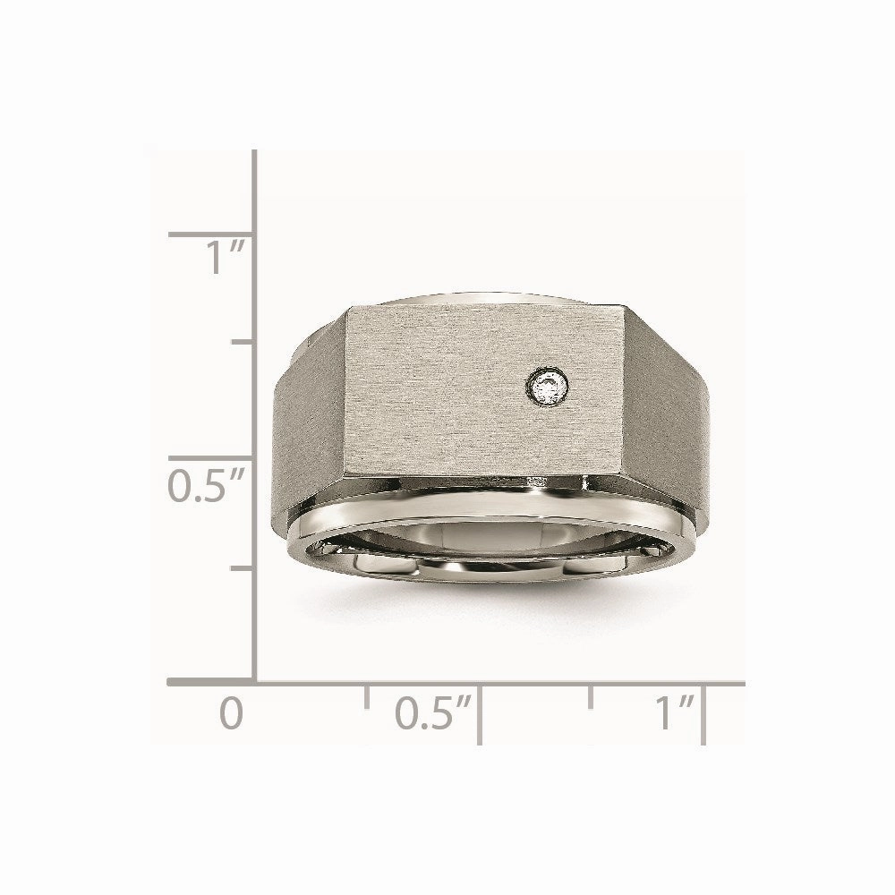 Titanium Polished and Brushed CZ Signet Ring | TB427