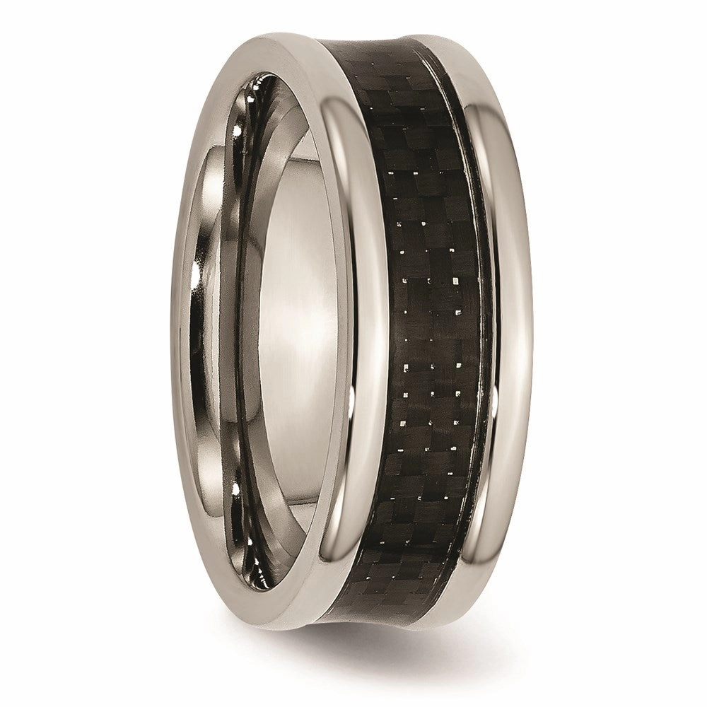 Titanium Polished Black Carbon Fiber Inlay 8mm Band | TB271