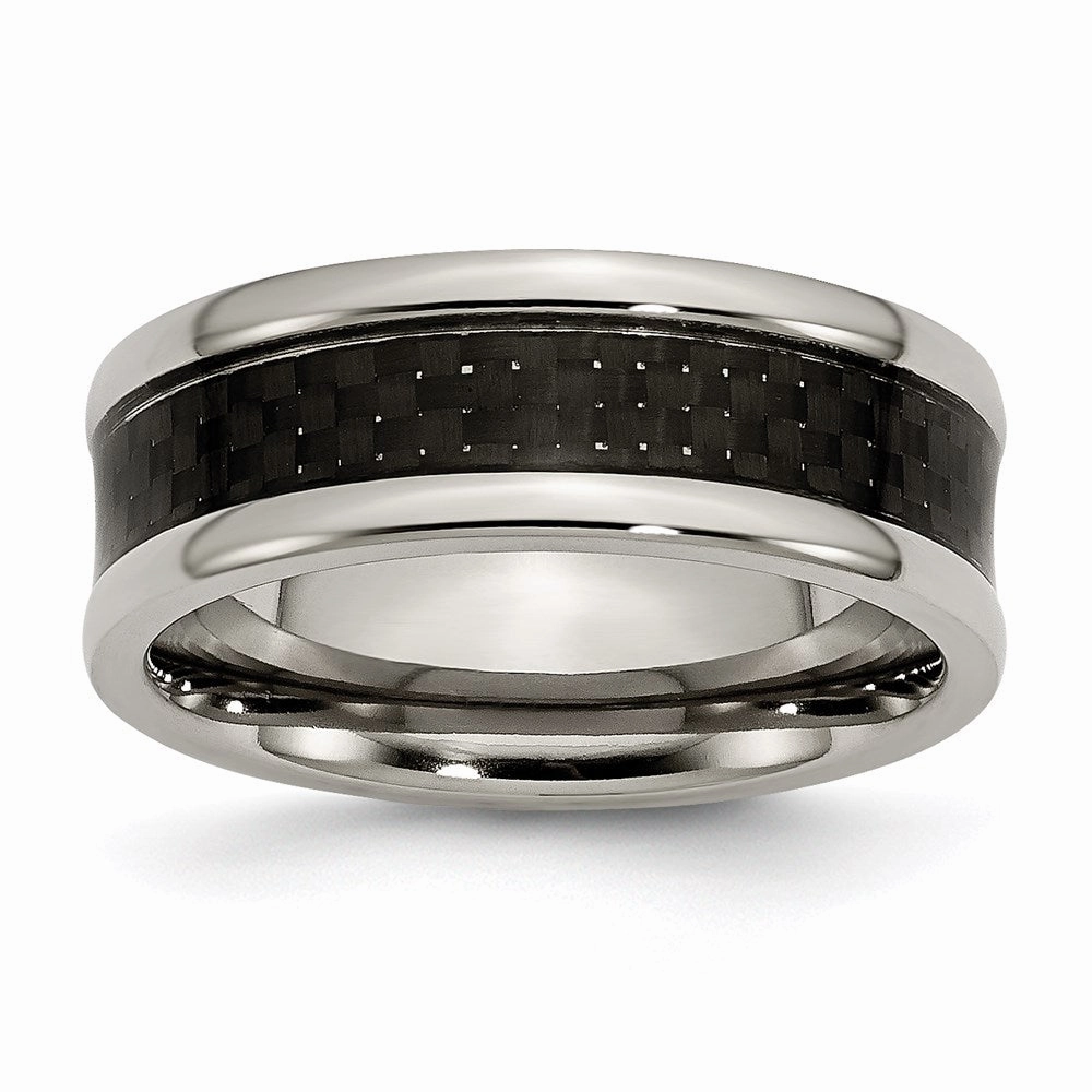 Titanium Polished Black Carbon Fiber Inlay 8mm Band | TB271