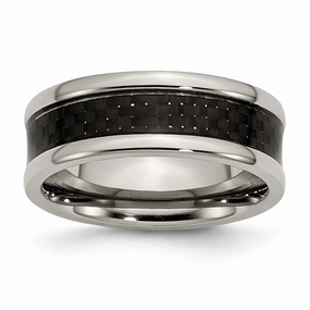 Titanium Polished Black Carbon Fiber Inlay 8mm Band | TB271