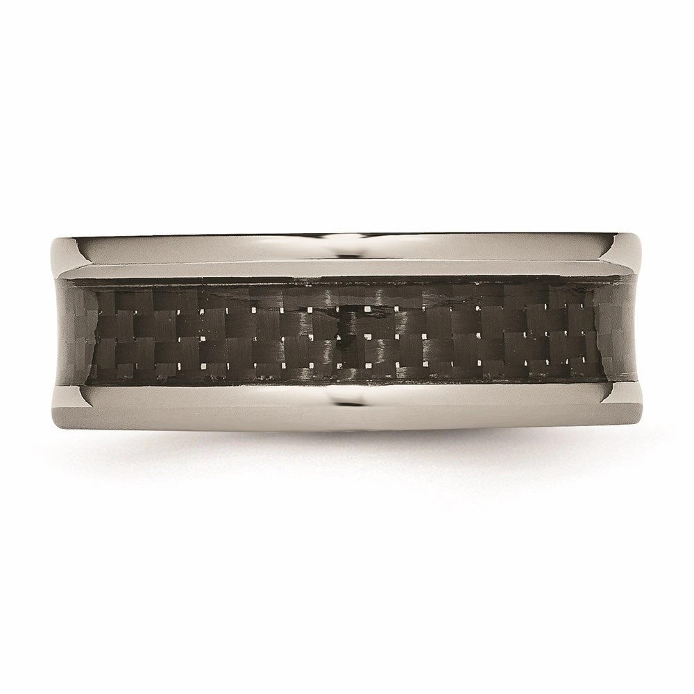 Titanium Polished Black Carbon Fiber Inlay 8mm Band | TB271