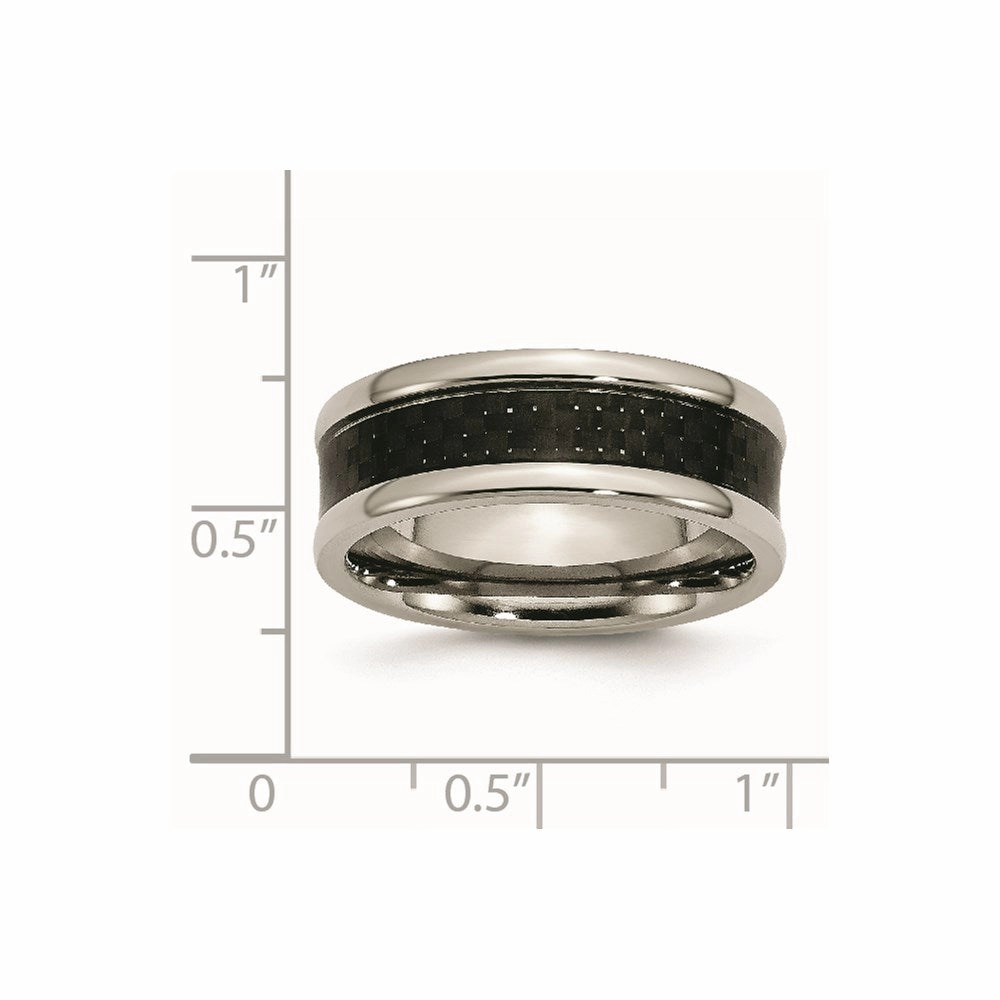 Titanium Polished Black Carbon Fiber Inlay 8mm Band | TB271