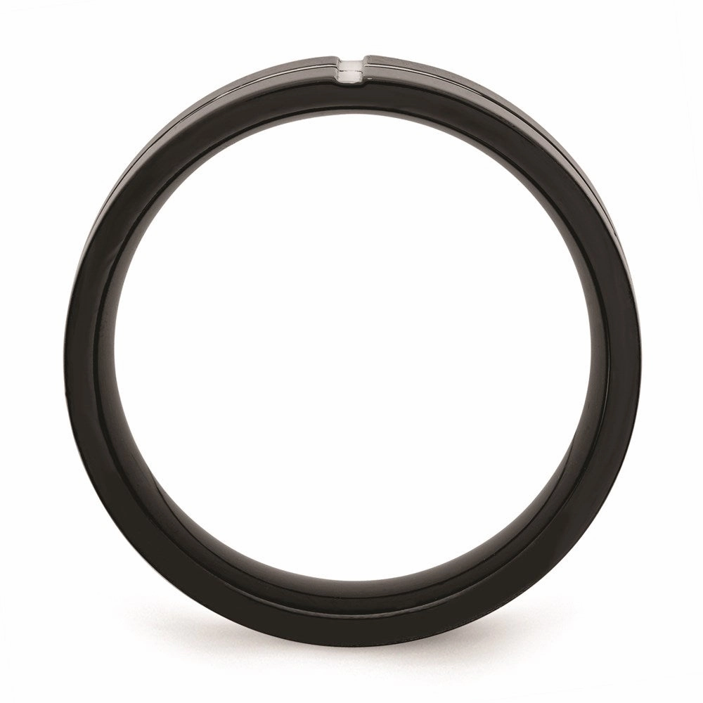 Titanium Polished Black IP Grooved Comfort Back Ring | TB475