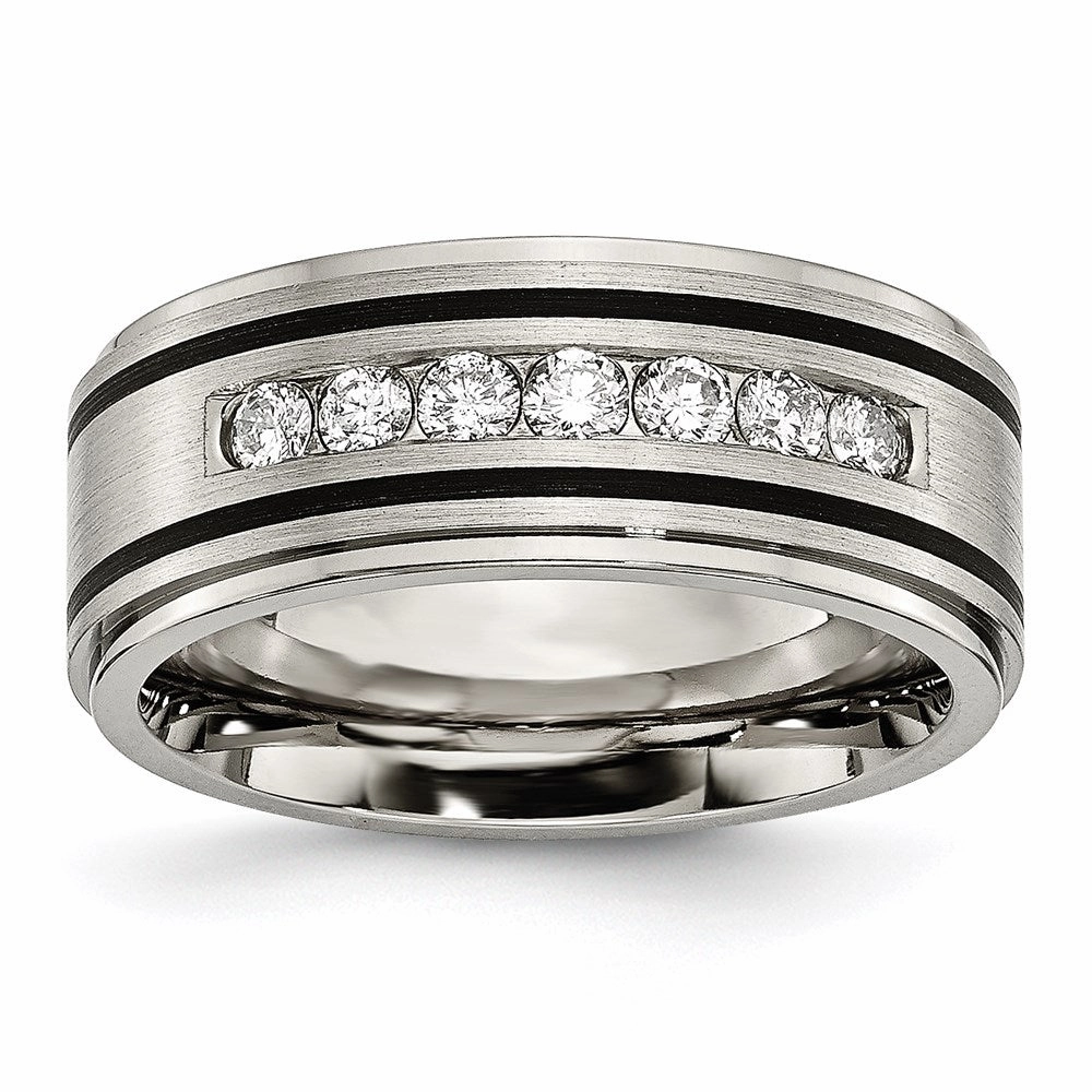 Titanium Polished/Brushed Enameled 1/2ct tw. Diamond 9mm Band | TB438A