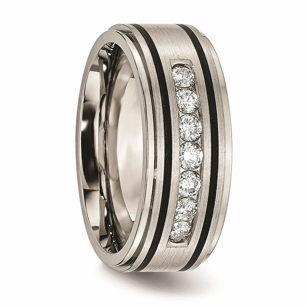 Titanium Polished/Brushed Enameled 1/2ct tw. Diamond 9mm Band | TB438A