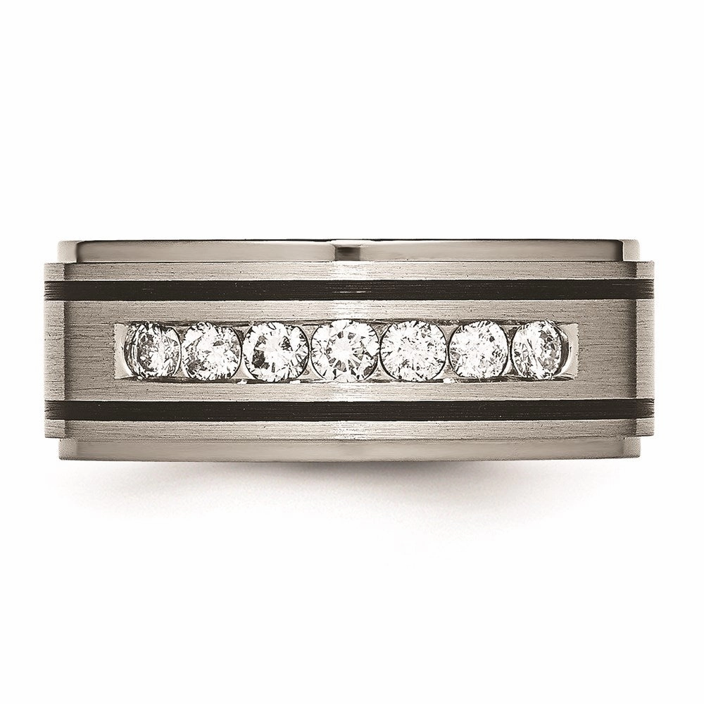Titanium Polished/Brushed Enameled 1/2ct tw. Diamond 9mm Band | TB438A