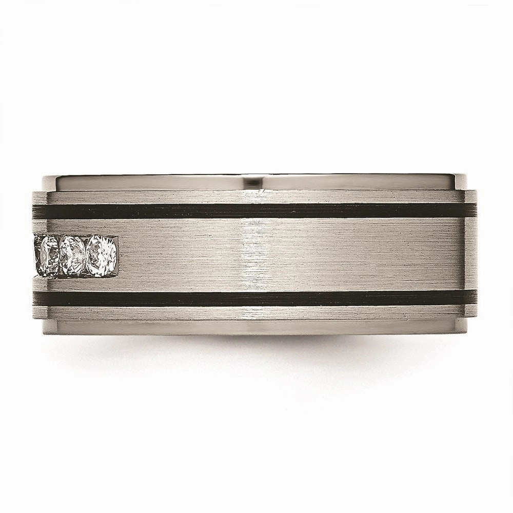 Titanium Polished/Brushed Enameled 1/2ct tw. Diamond 9mm Band | TB438A