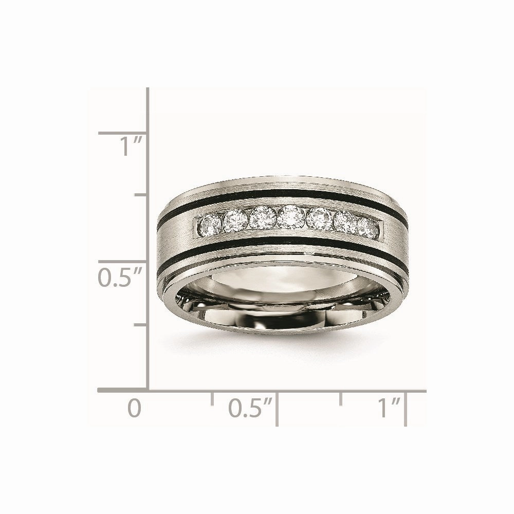Titanium Polished/Brushed Enameled 1/2ct tw. Diamond 9mm Band | TB438A