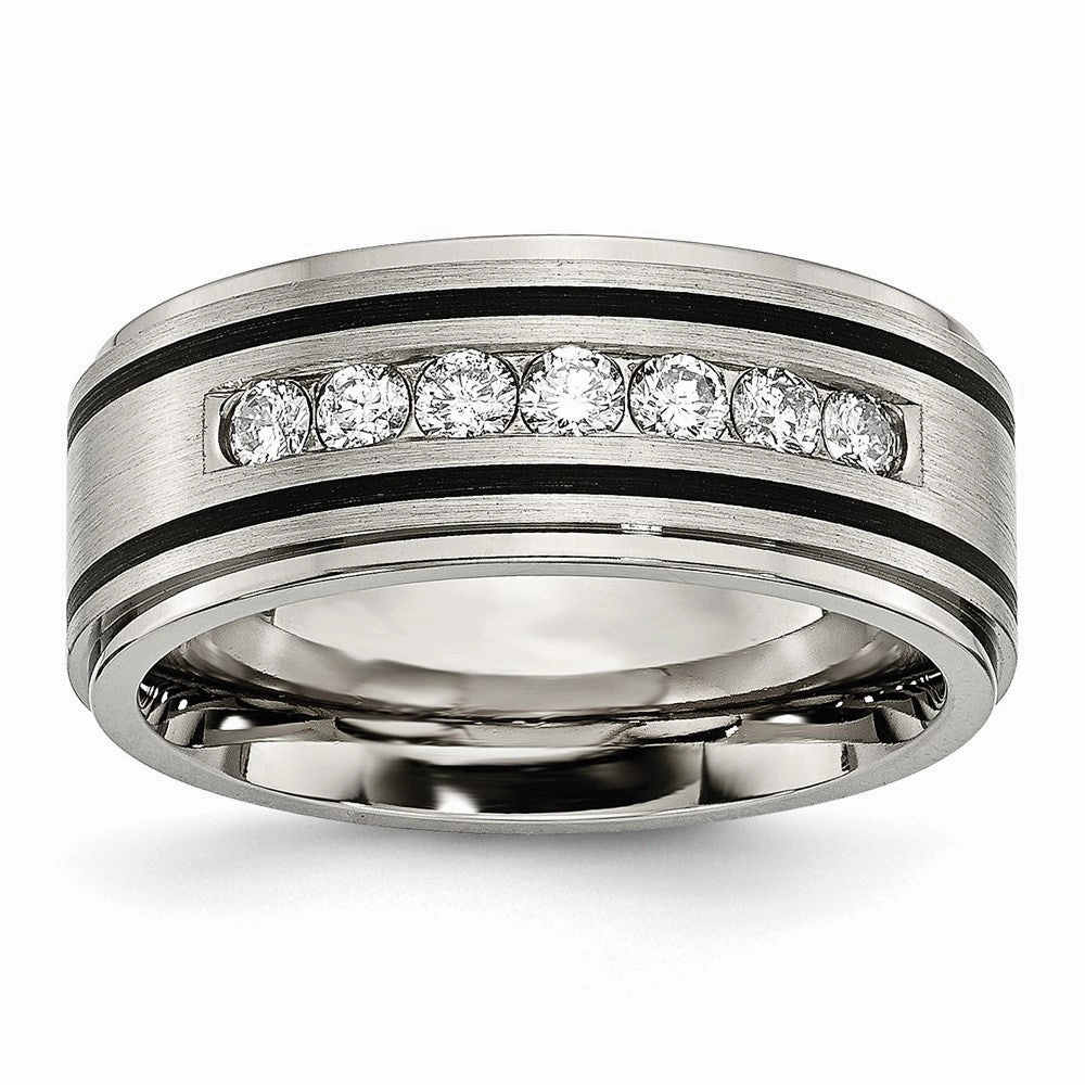 Titanium Polished/Brushed Enameled 1/2ct tw. Diamond 9mm Band | TB438A