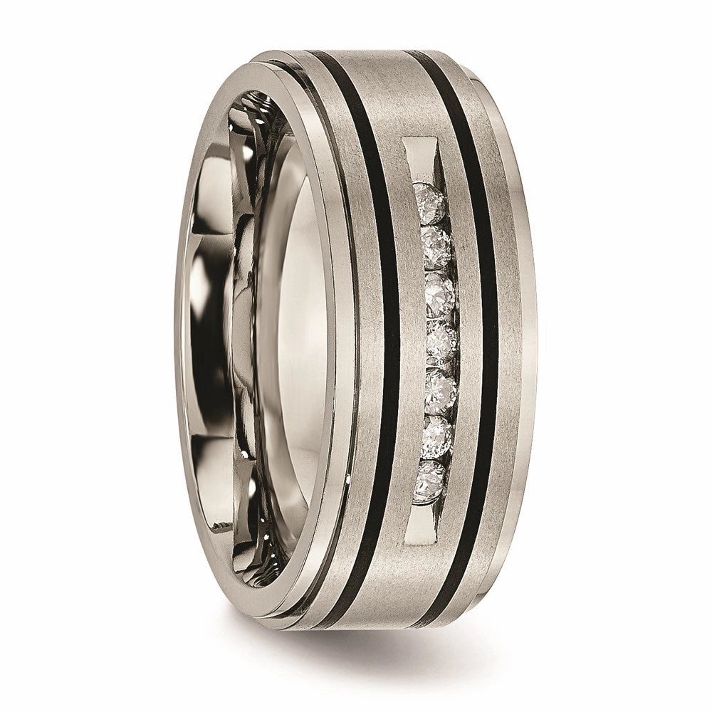 Titanium Polished/Brushed Enameled 1/4ct tw. Diamond 9mm Band | TB437A