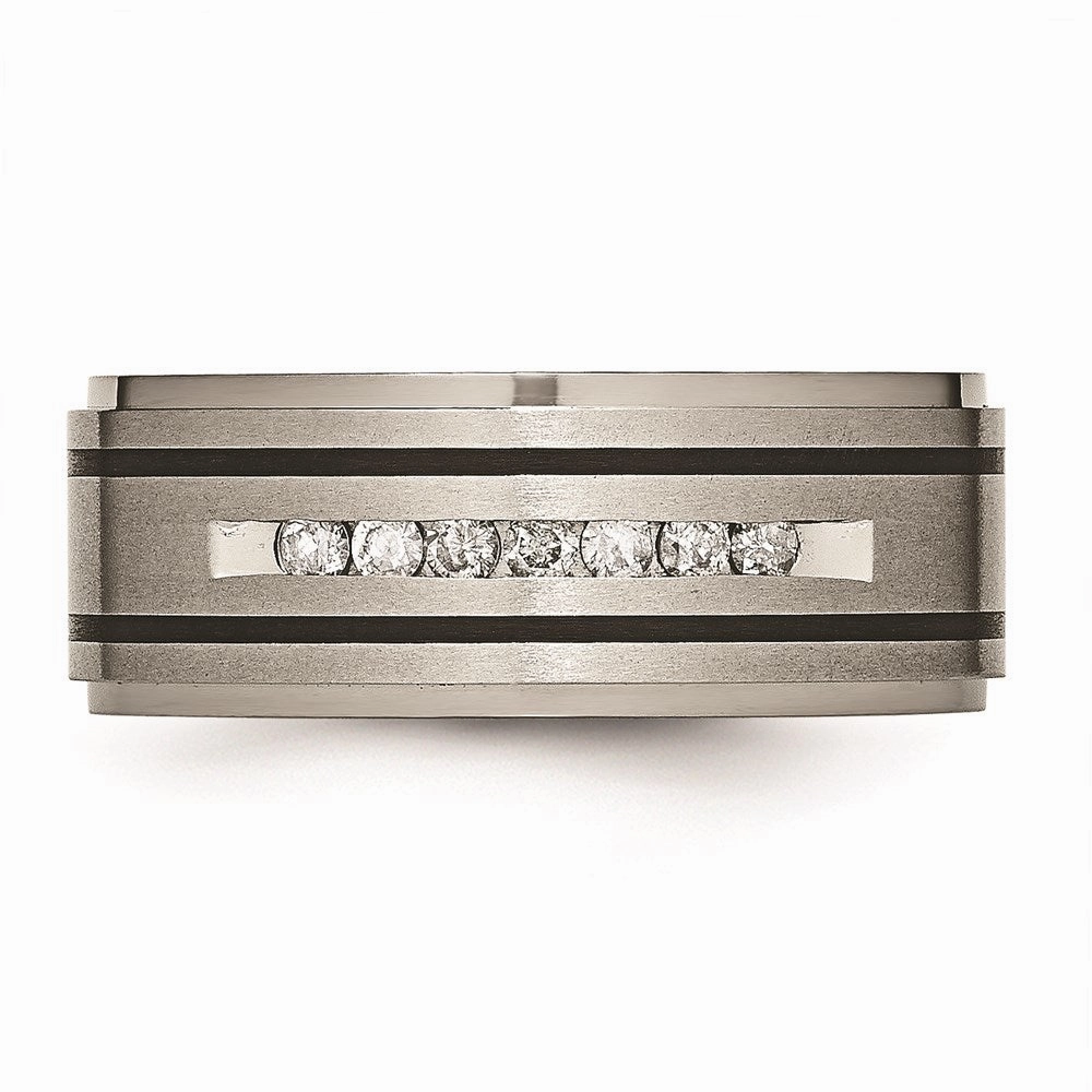 Titanium Polished/Brushed Enameled 1/4ct tw. Diamond 9mm Band | TB437A