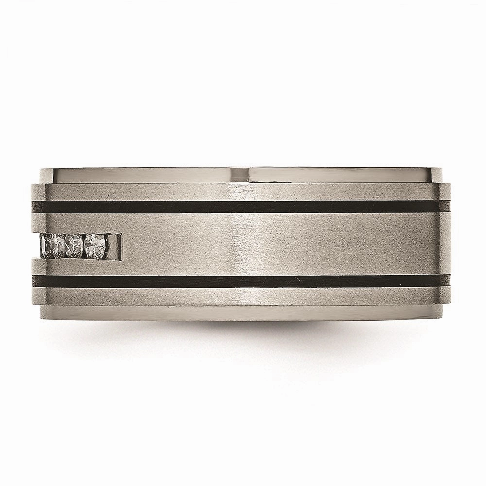Titanium Polished/Brushed Enameled 1/4ct tw. Diamond 9mm Band | TB437A