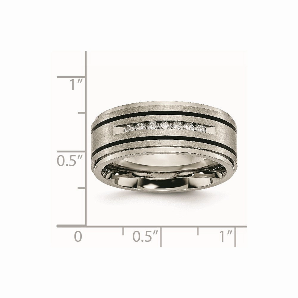 Titanium Polished/Brushed Enameled 1/4ct tw. Diamond 9mm Band | TB437A