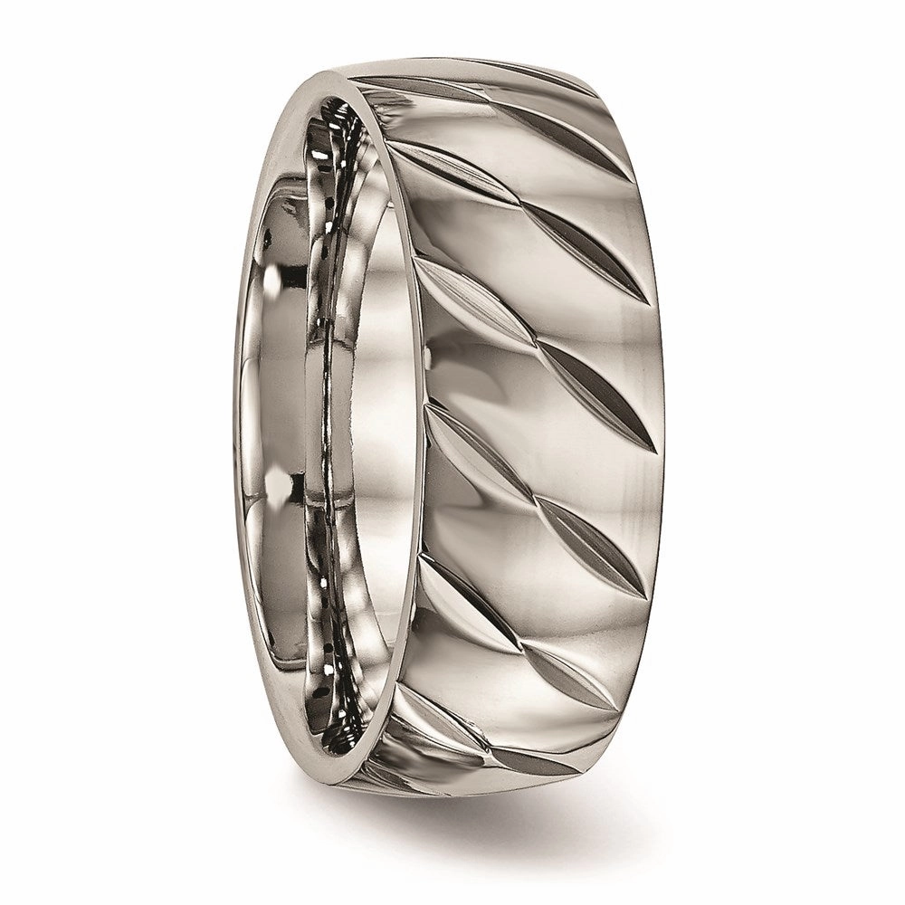 Titanium Polished Diamond Cut Ring | TB456