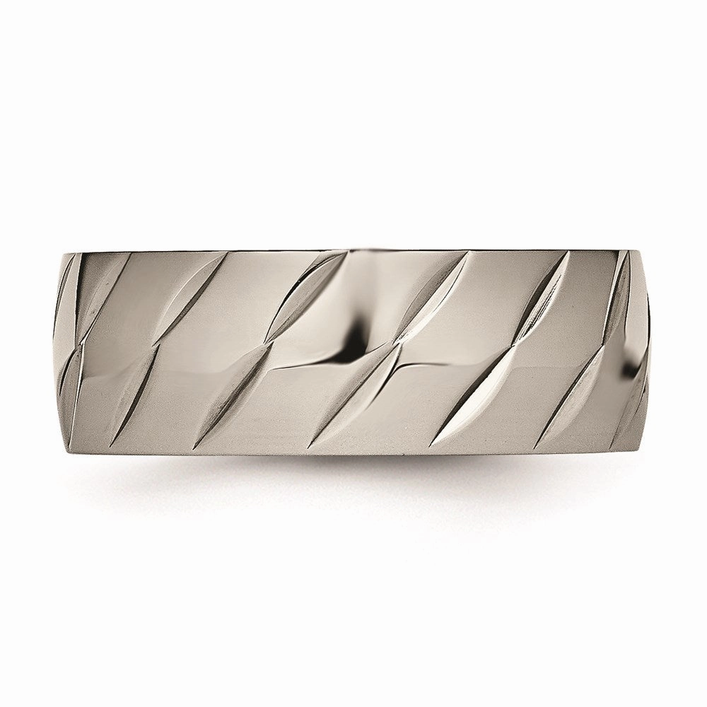 Titanium Polished Diamond Cut Ring | TB456