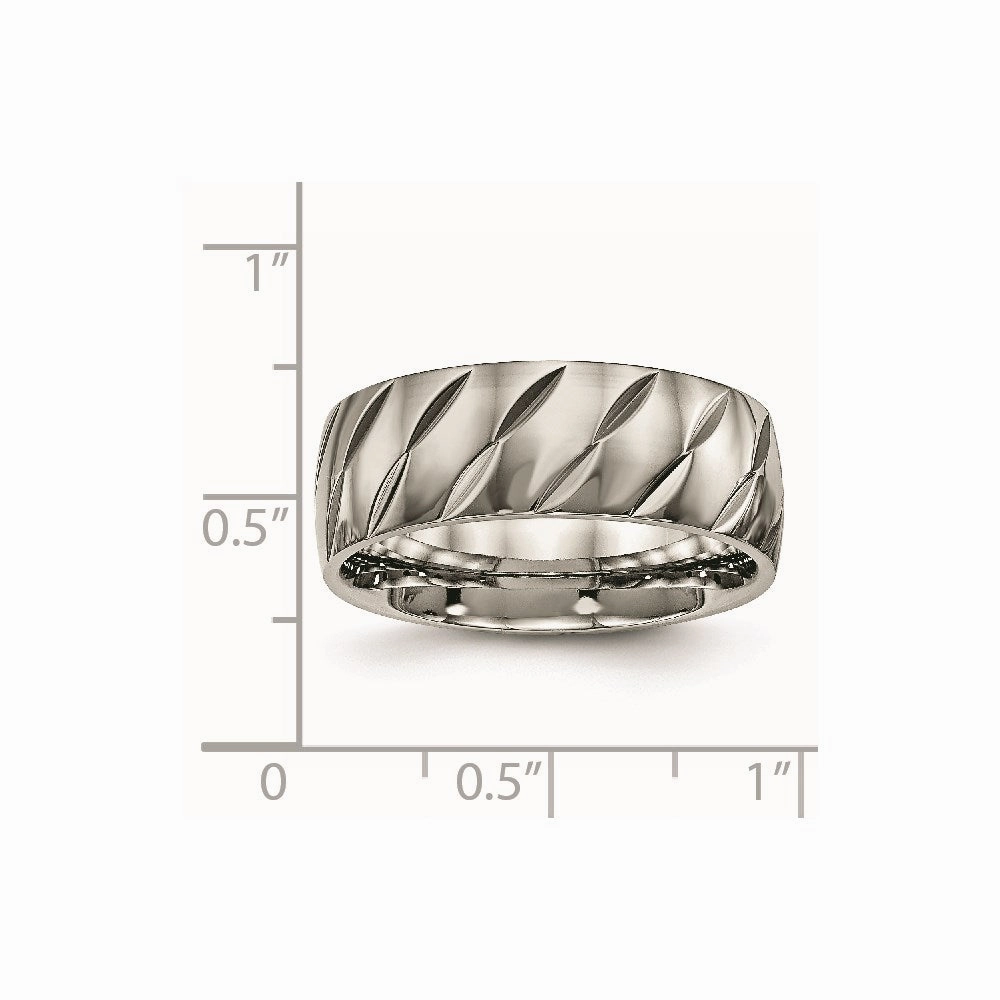 Titanium Polished Diamond Cut Ring | TB456