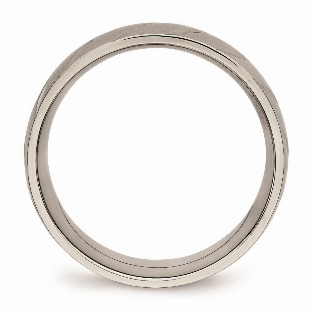 Titanium Polished Diamond Cut Ring | TB456