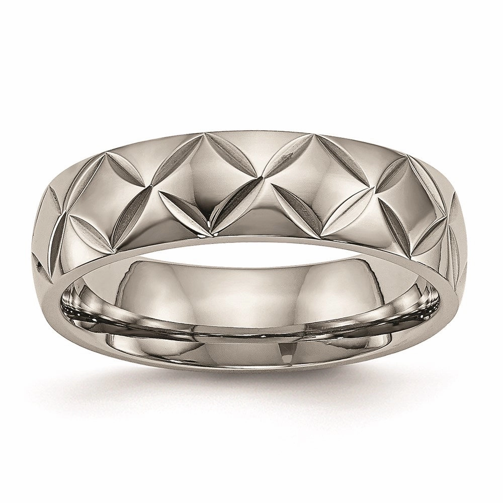 Titanium Polished Diamond Cut Ring | TB459