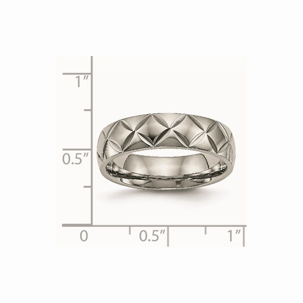 Titanium Polished Diamond Cut Ring | TB459
