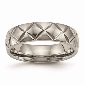 Titanium Polished Diamond Cut Ring | TB459