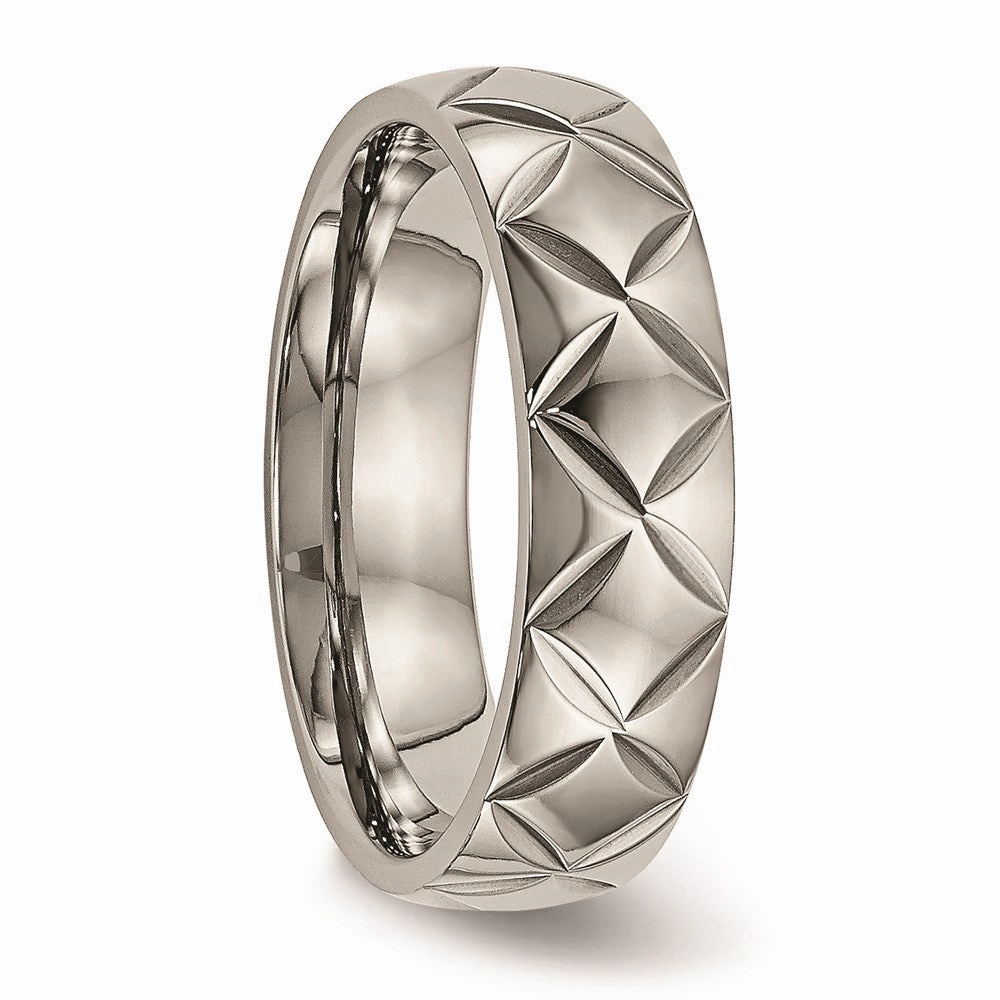 Titanium Polished Diamond Cut Ring | TB459