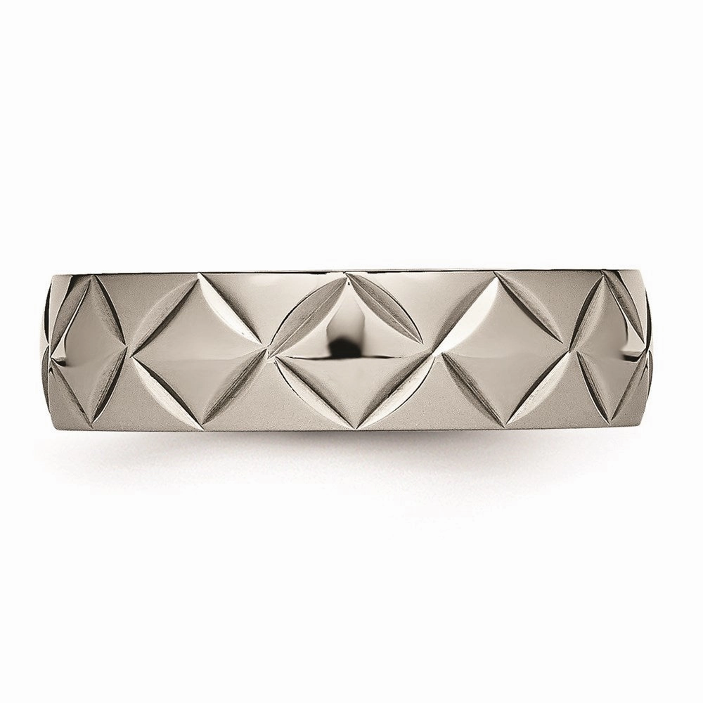 Titanium Polished Diamond Cut Ring | TB459