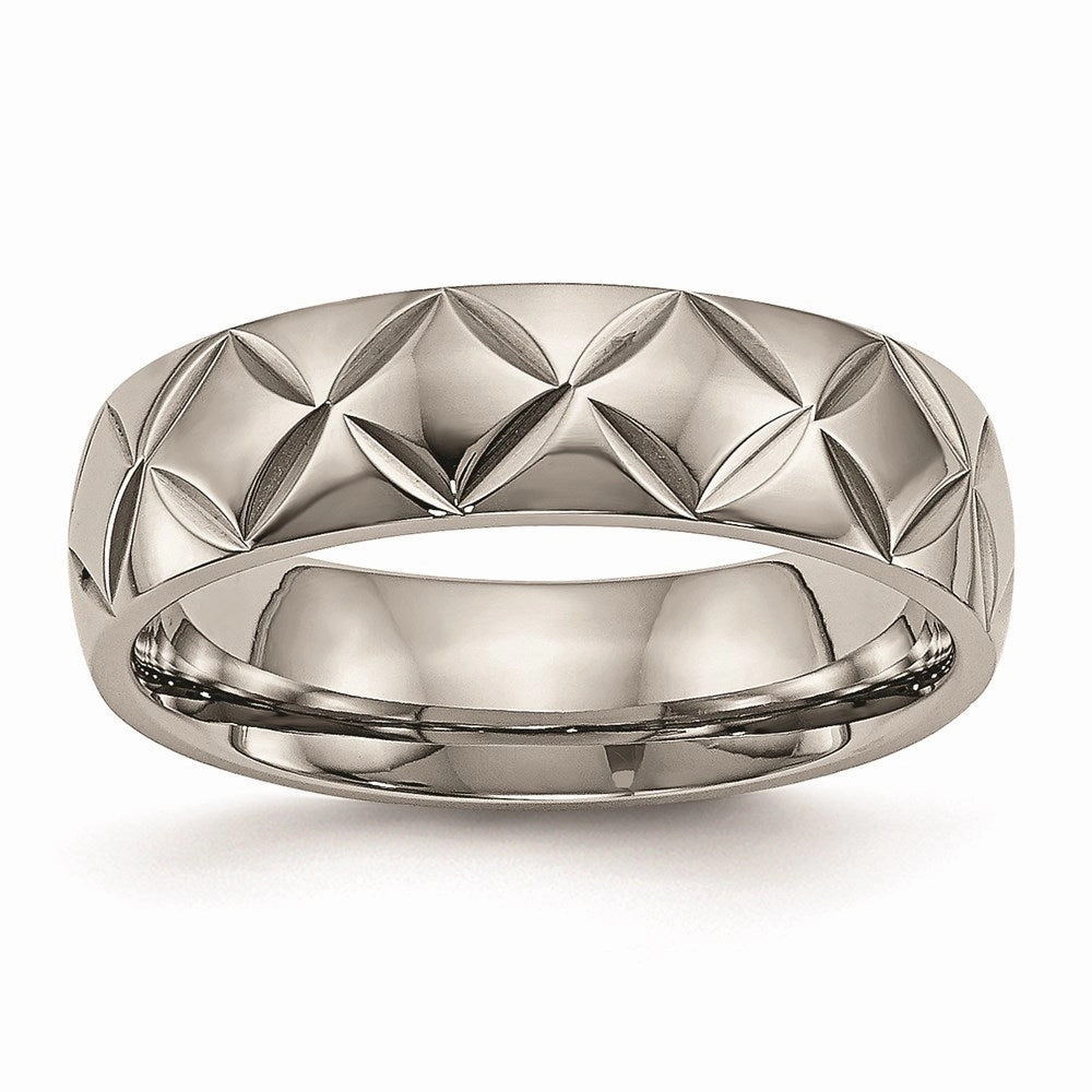 Titanium Polished Diamond Cut Ring | TB459