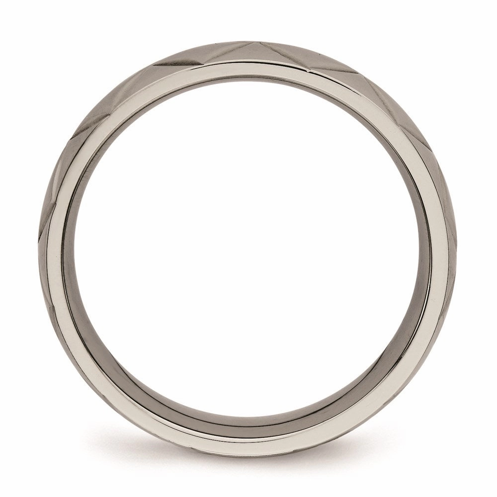 Titanium Polished Diamond Cut Ring | TB459