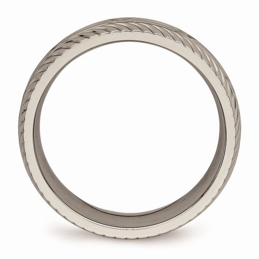 Titanium Polished Diamond Cut Ring | TB462