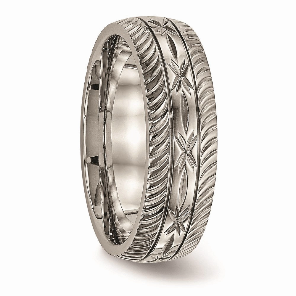 Titanium Polished Diamond Cut Ring | TB462