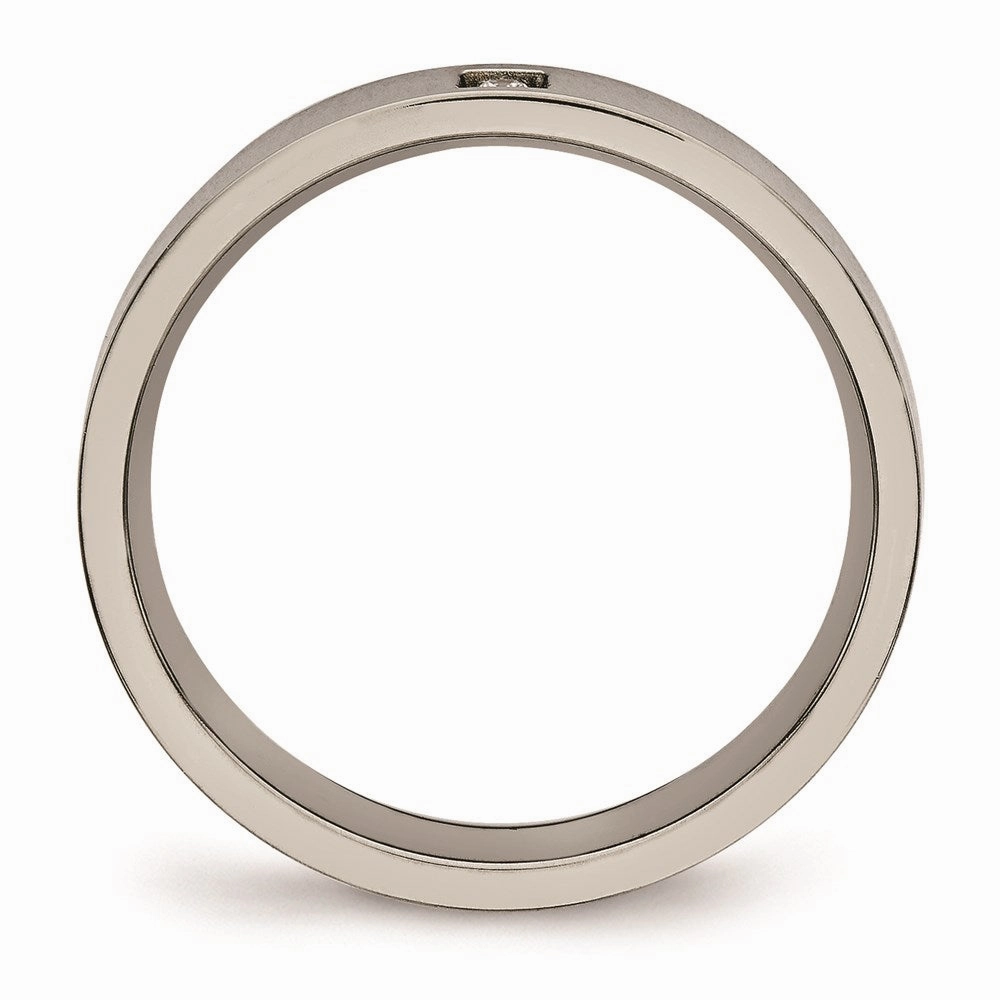 Titanium Polished Flat Comfort Back CZ Ring | TB468
