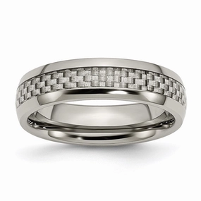 Titanium Polished Grey Carbon Fiber Inlay 6mm Band | TB388