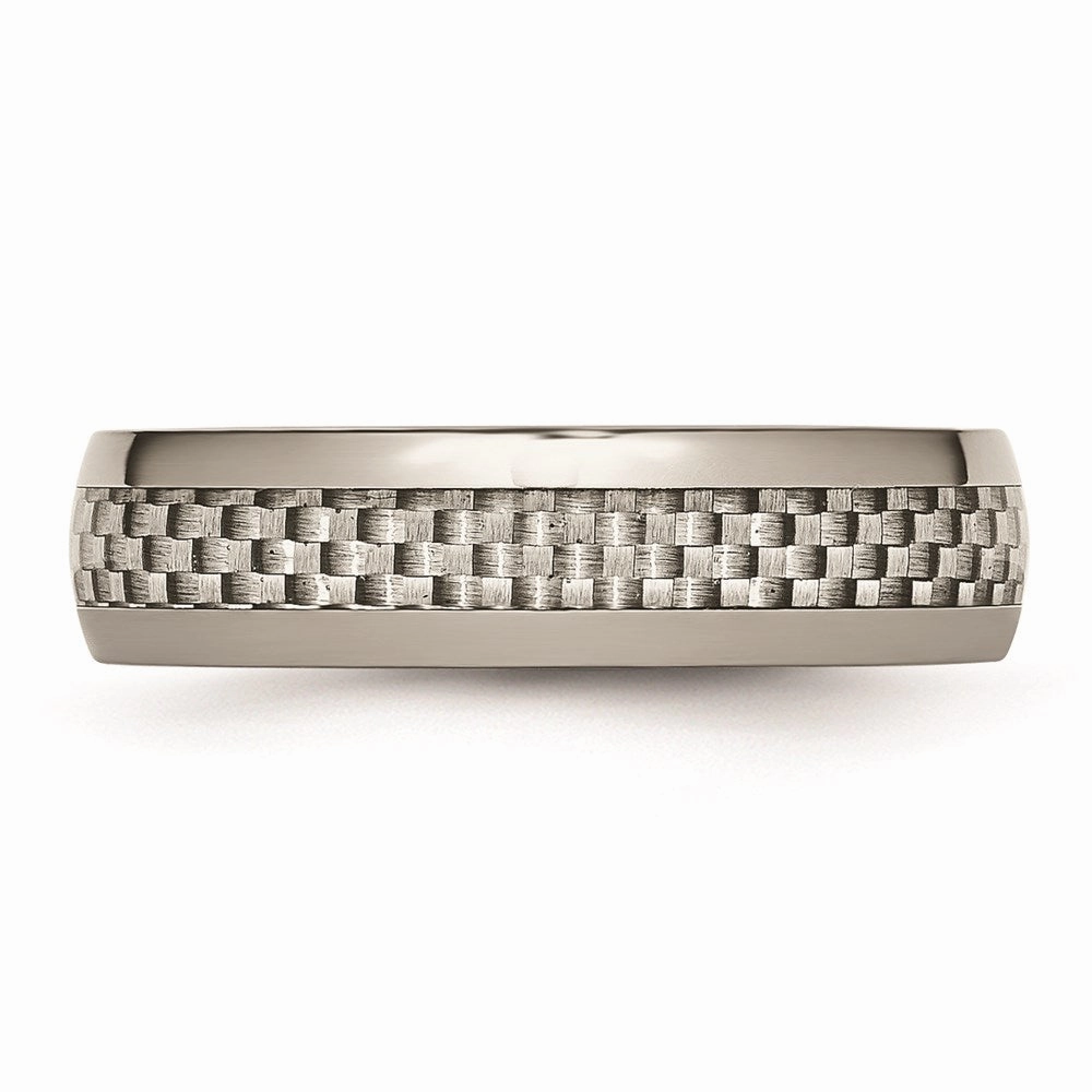 Titanium Polished Grey Carbon Fiber Inlay 6mm Band | TB388