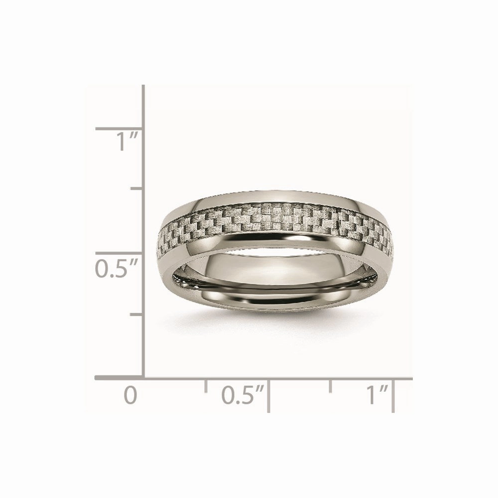 Titanium Polished Grey Carbon Fiber Inlay 6mm Band | TB388