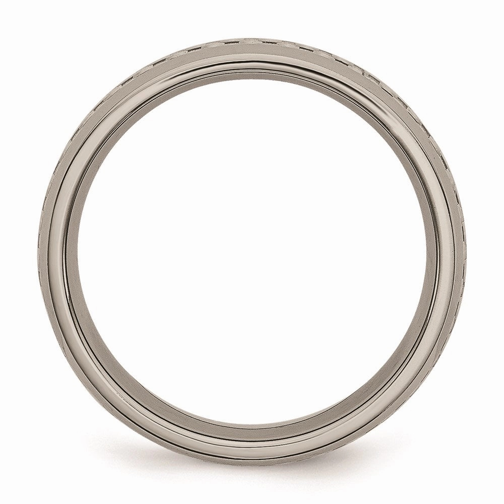 Titanium Polished Grey Carbon Fiber Inlay 6mm Band | TB388