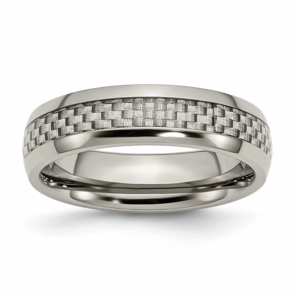 Titanium Polished Grey Carbon Fiber Inlay 6mm Band | TB388