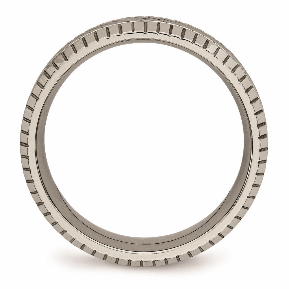 Titanium Polished Grooved and Textured Ring | TB461