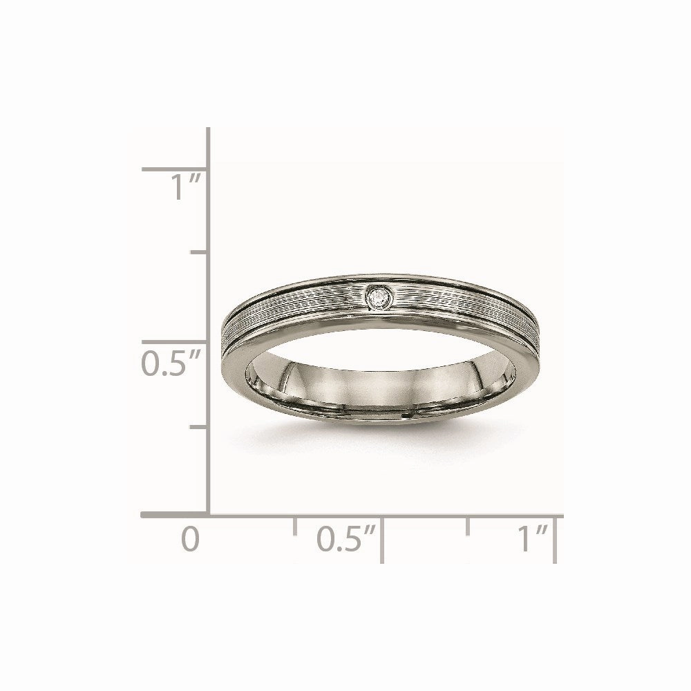 Titanium Polished Grooved Comfort Back CZ Ring | TB470