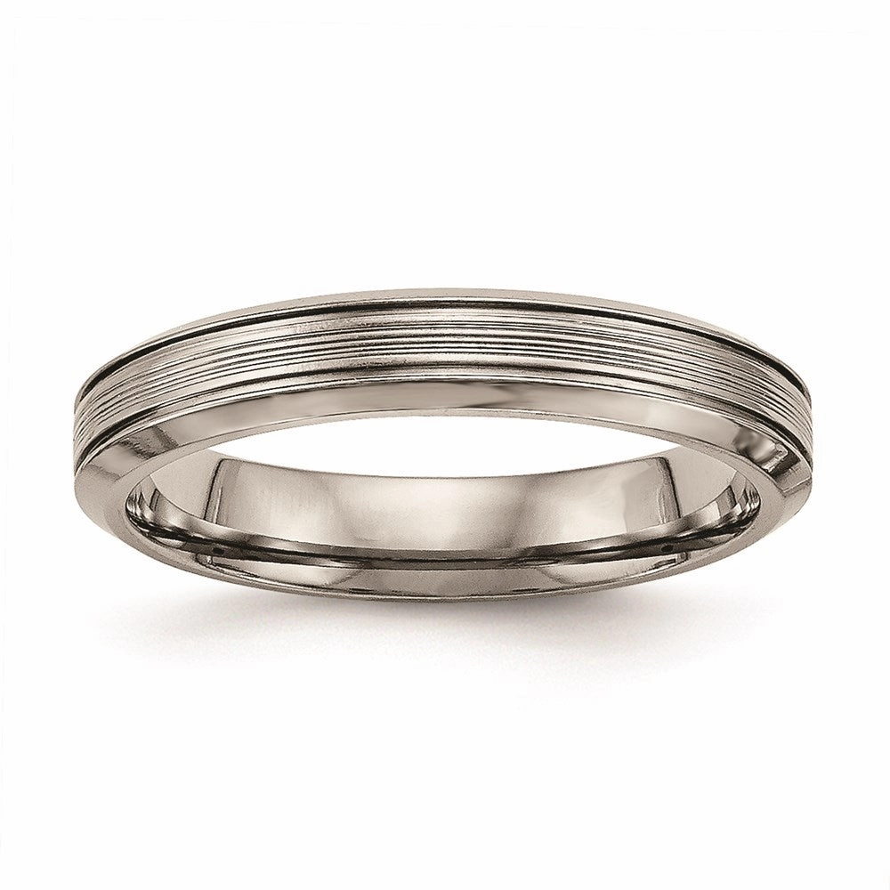 Titanium Polished Grooved Comfort Back Ring | TB469