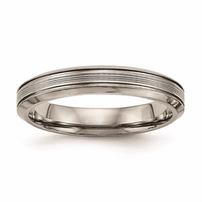 Titanium Polished Grooved Comfort Back Ring | TB469
