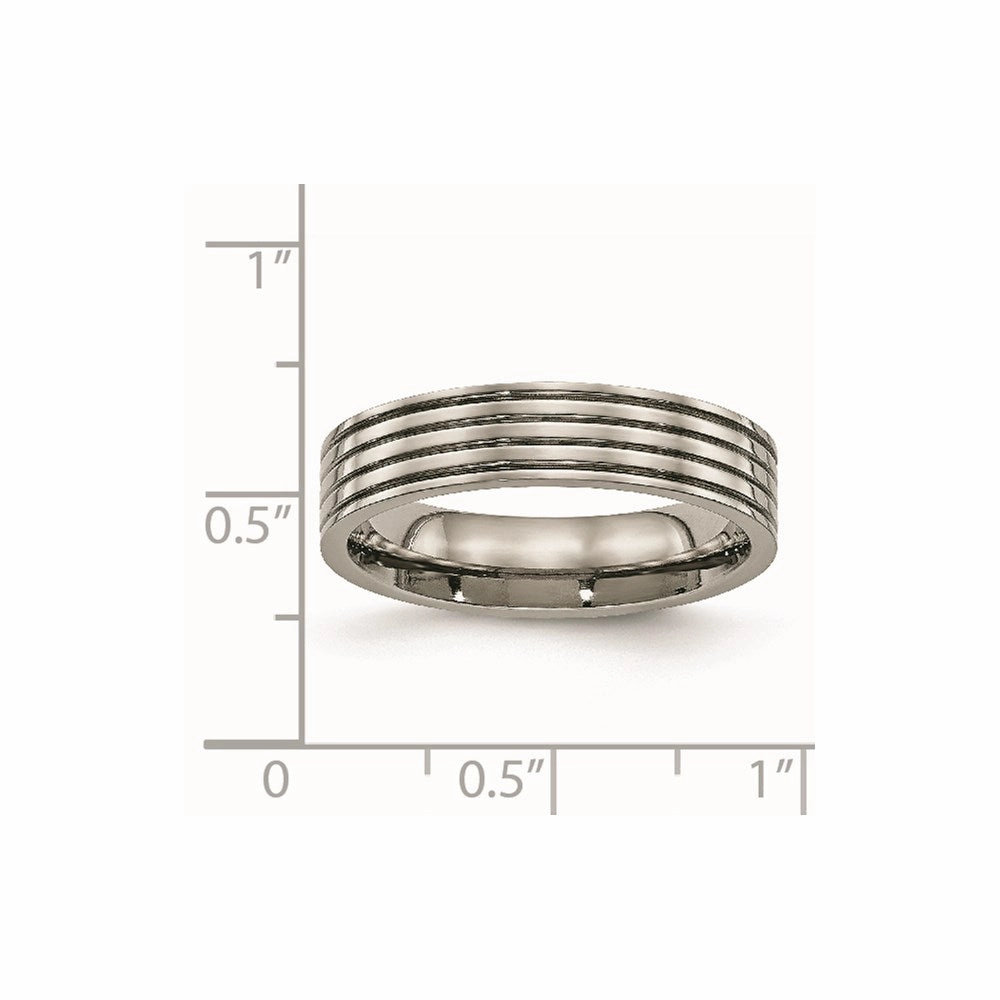 Titanium Polished Grooved Comfort Back Ring | TB473