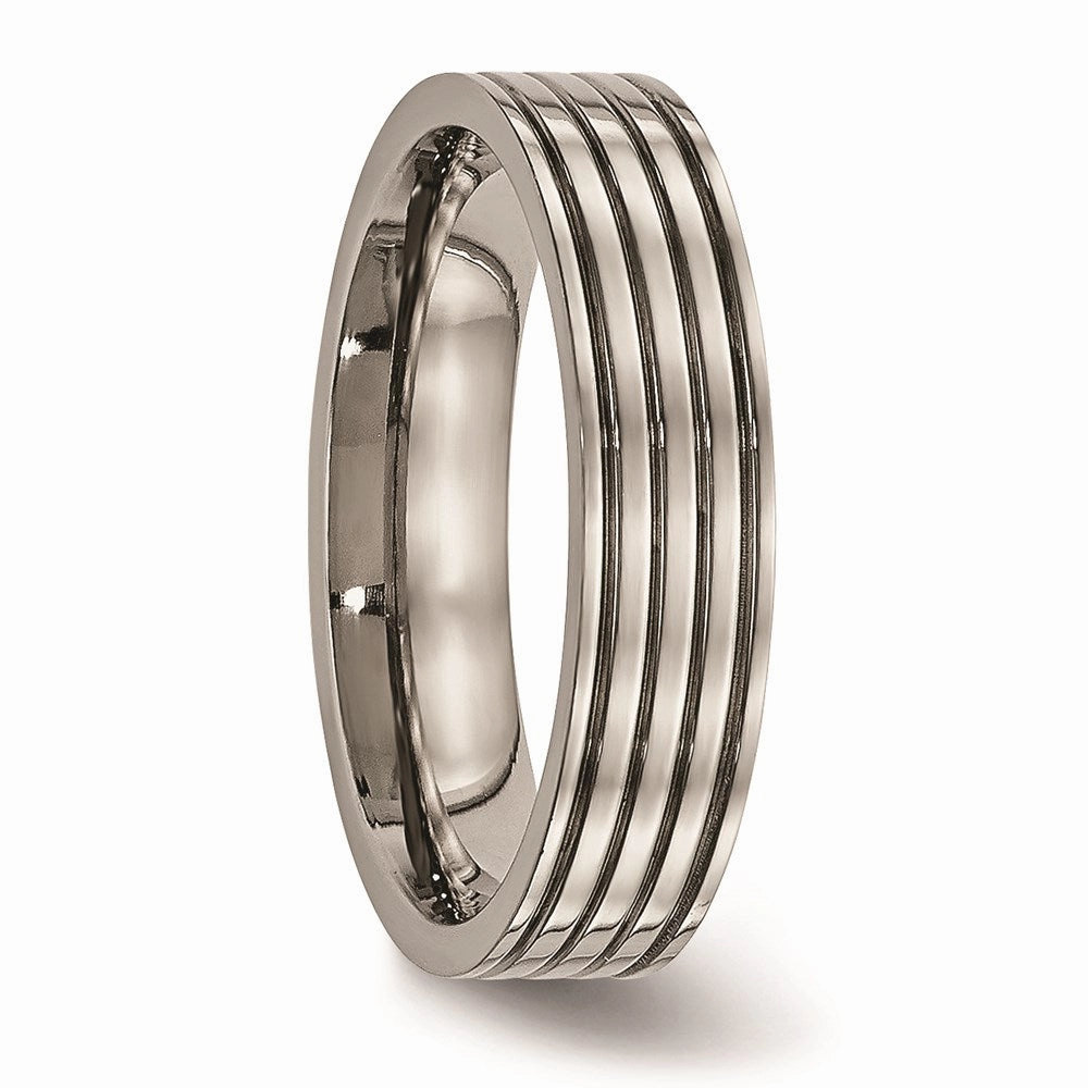 Titanium Polished Grooved Comfort Back Ring | TB473
