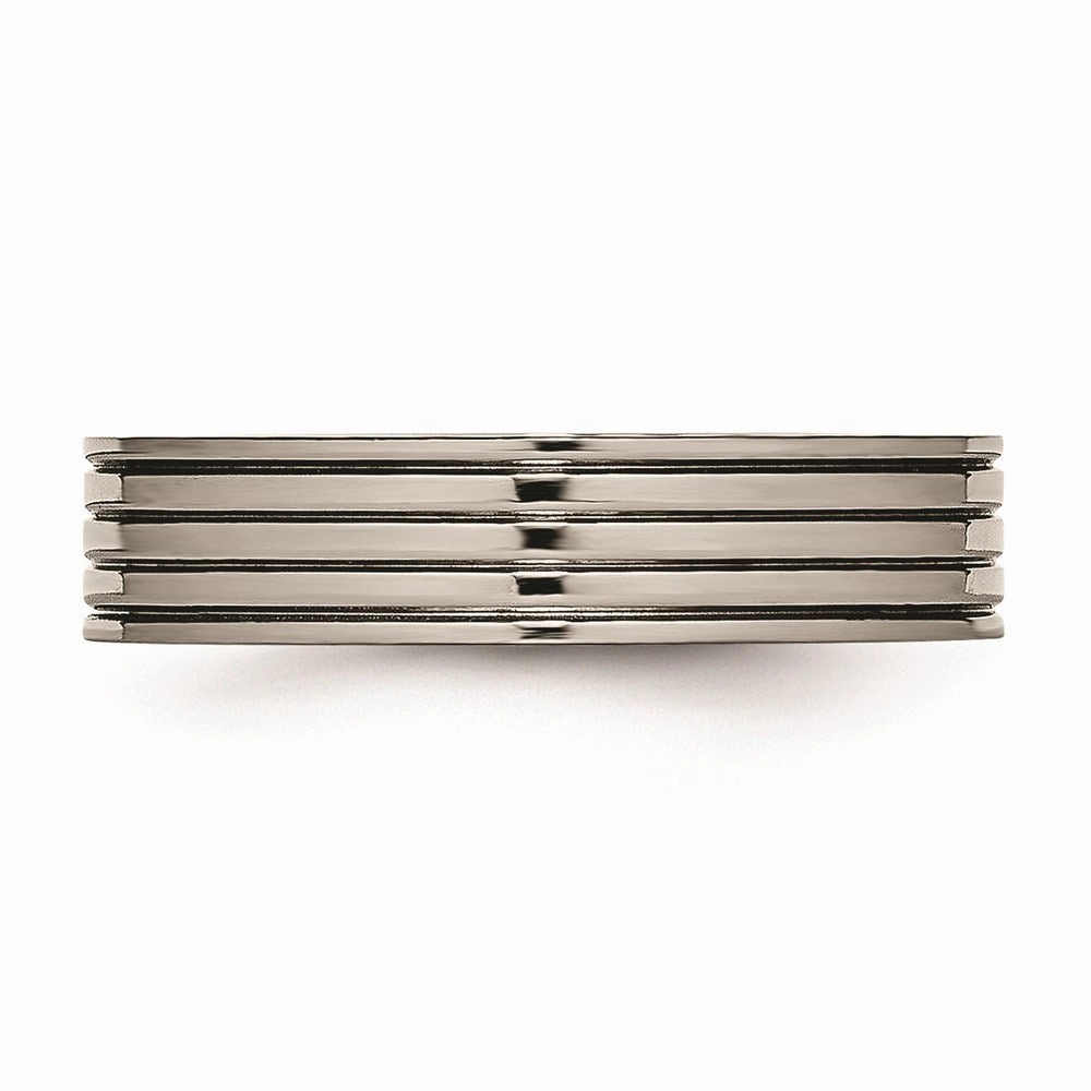 Titanium Polished Grooved Comfort Back Ring | TB473